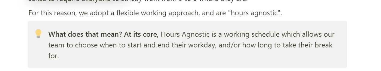 Whereby when and where we work section